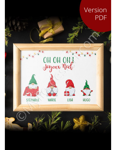 Affiche de Noël - Gnomes personnalisables - Version PDF