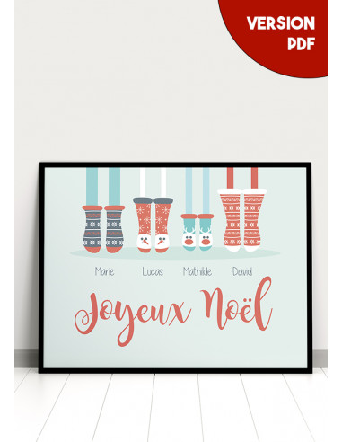 Affiche de Noël - Chaussettes - Famille - Version PDF