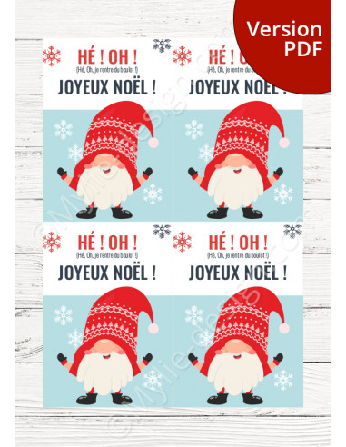 Planche Carte Noël - Gnome - Version PDF