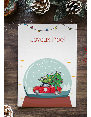 Carte Joyeux Noël - Boule Pin's voiture