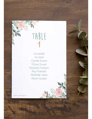 Plan de table - Mariage Champêtre et fleurs